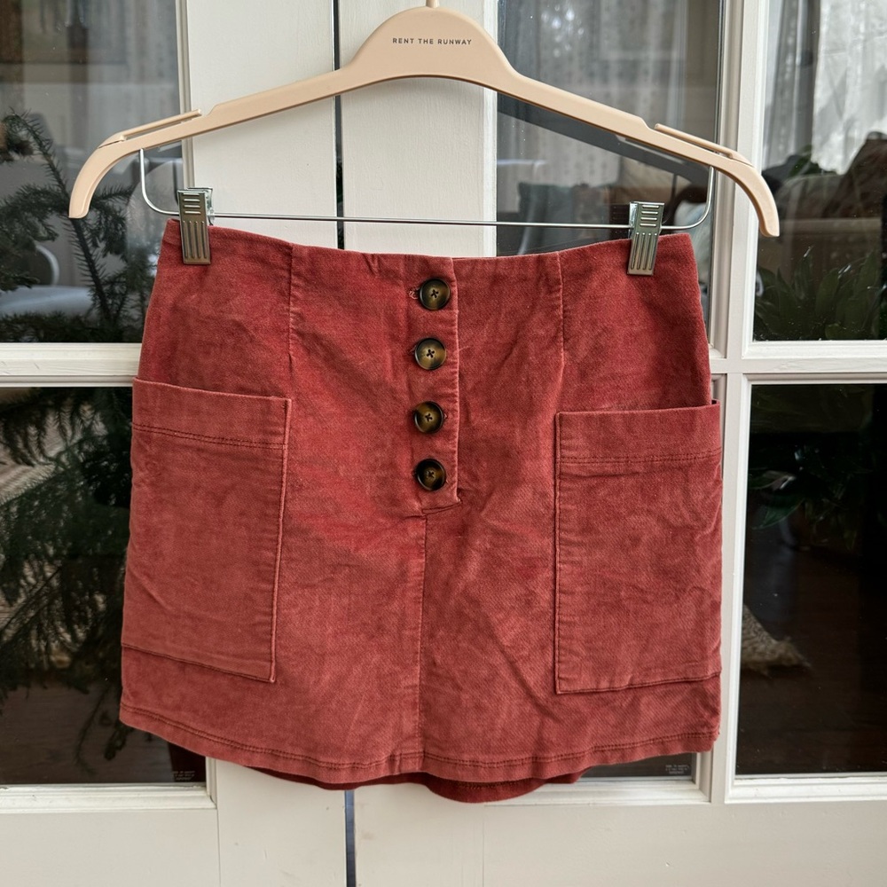 burnt sienna mini skirt